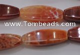 CAG4188 15.5 inches 10*30mm tetrahedron natural fire agate beads