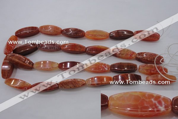 CAG4188 15.5 inches 10*30mm tetrahedron natural fire agate beads