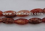 CAG4195 15.5 inches 8*16mm faceted rice natural fire agate beads