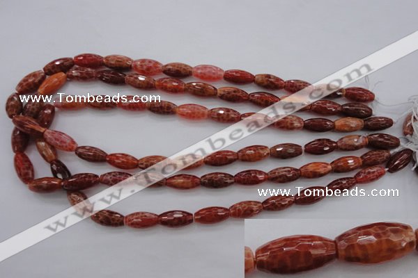 CAG4195 15.5 inches 8*16mm faceted rice natural fire agate beads