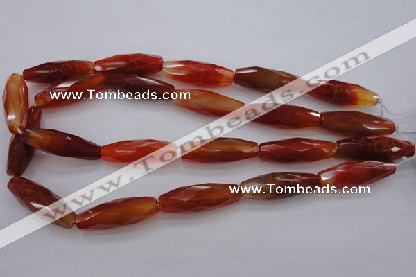 CAG4198 15.5 inches 12*35mm faceted rice natural fire agate beads