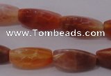 CAG4199 15.5 inches 7*14mm twisted trihedron natural fire agate beads