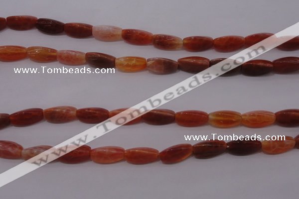CAG4199 15.5 inches 7*14mm twisted trihedron natural fire agate beads