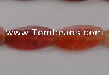 CAG4201 7*14mm faceted & twisted trihedron natural fire agate beads