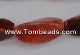 CAG4202 10*20mm faceted & twisted trihedron natural fire agate beads