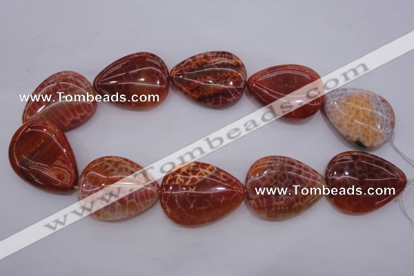 CAG4222 15.5 inches 30*40mm flat teardrop natural fire agate beads