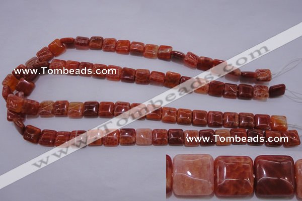 CAG4227 15.5 inches 10*10mm square natural fire agate beads