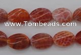 CAG4238 15.5 inches 10*14mm twisted oval natural fire agate beads