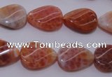 CAG4245 15.5 inches 13*18mm twisted flat teardrop natural fire agate beads