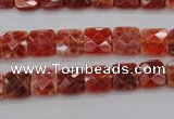 CAG4250 15.5 inches 8*8mm faceted square natural fire agate beads