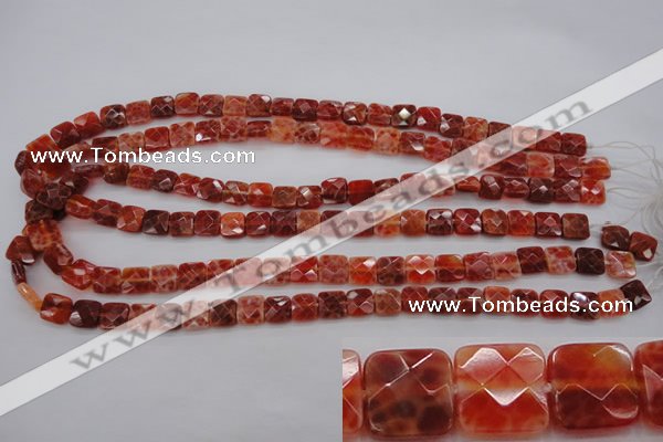 CAG4250 15.5 inches 8*8mm faceted square natural fire agate beads