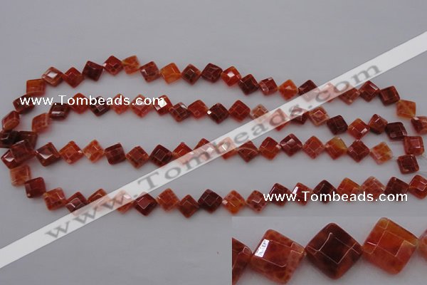 CAG4261 15.5 inches 8*8mm faceted diamond natural fire agate beads