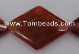 CAG4279 15.5 inches 28*40mm faceted diamond natural fire agate beads