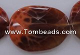 CAG4280 15.5 inches 28*39mm faceted freeform natural fire agate beads