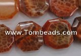 CAG4290 15.5 inches 20*20mm octagonal natural fire agate beads