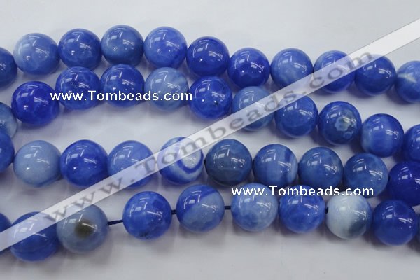 CAG4305 15.5 inches 14mm round dyed blue fire agate beads