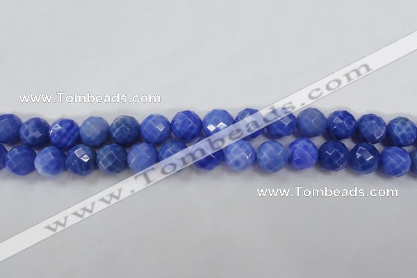 CAG4313 15.5 inches 10mm faceted round dyed blue fire agate beads