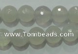 CAG4350 15.5 inches 8mm faceted round white agate beads wholesale