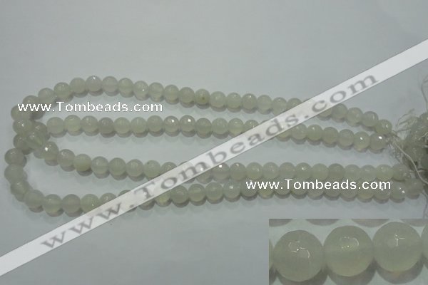 CAG4350 15.5 inches 8mm faceted round white agate beads wholesale
