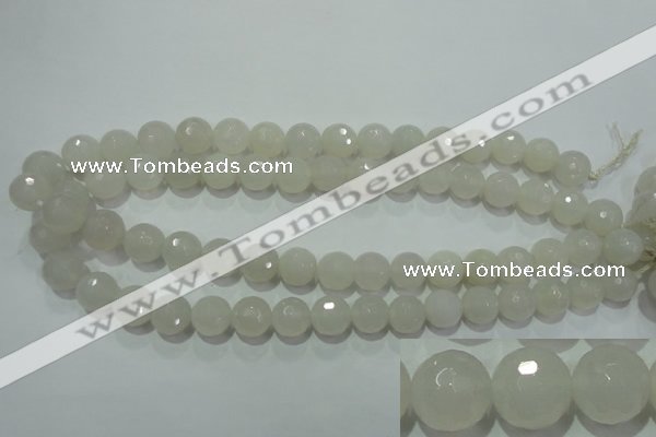 CAG4351 15.5 inches 10mm faceted round white agate beads wholesale