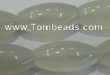 CAG4355 15.5 inches 15*30mm rice white agate beads wholesale