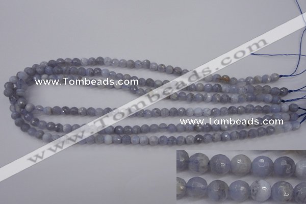 CAG4361 15.5 inches 6mm faceted round blue lace agate beads