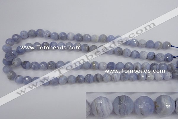 CAG4363 15.5 inches 10mm faceted round blue lace agate beads