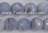 CAG4364 15.5 inches 12mm faceted round blue lace agate beads