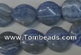 CAG4380 15.5 inches 16mm flat round dyed blue lace agate beads