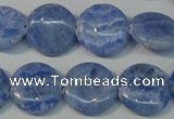 CAG4381 15.5 inches 18mm flat round dyed blue lace agate beads