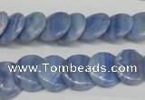 CAG4392 15.5 inches 14mm flat round dyed blue lace agate beads