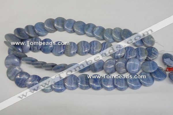 CAG4394 15.5 inches 20mm flat round dyed blue lace agate beads