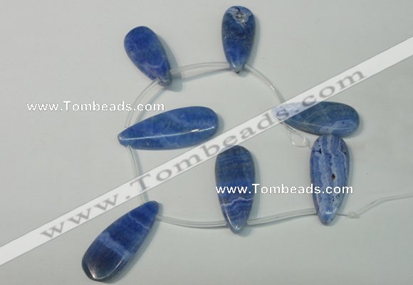 CAG4400 Top-drilled 16*28mm – 16*38mm flat teardrop blue lace agate beads