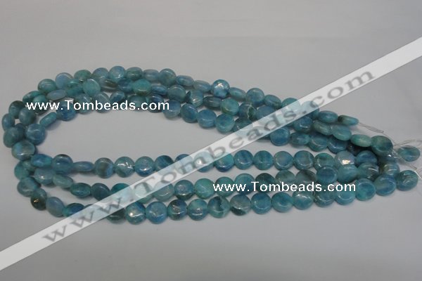 CAG4420 15.5 inches 10mm flat round dyed blue lace agate beads