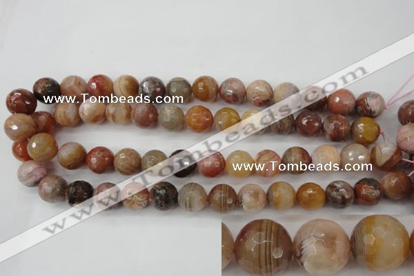 CAG4475 15.5 inches 14mm faceted round pink botswana agate beads