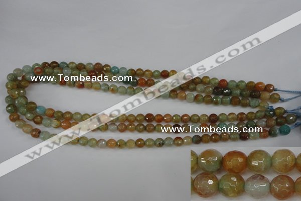 CAG4481 15.5 inches 6mm faceted round fire crackle agate beads