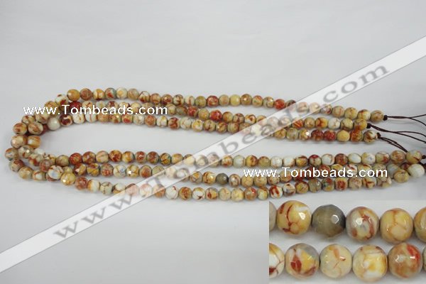 CAG4482 15.5 inches 6mm faceted round fire crackle agate beads