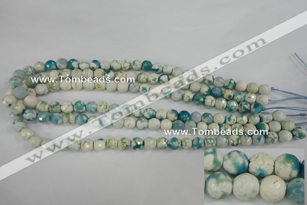 CAG4492 15.5 inches 8mm faceted round fire crackle agate beads