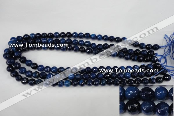 CAG4494 15.5 inches 8mm faceted round fire crackle agate beads