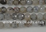 CAG4498 15.5 inches 8mm faceted round fire crackle agate beads