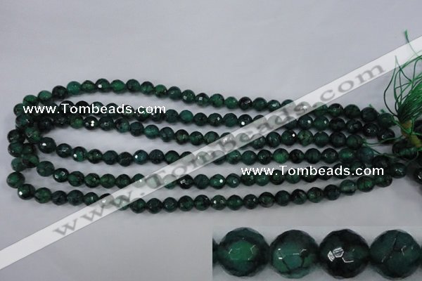 CAG4499 15.5 inches 8mm faceted round fire crackle agate beads