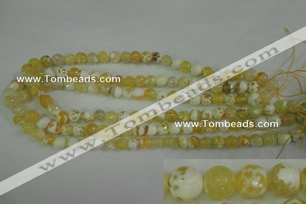 CAG4502 15.5 inches 8mm faceted round fire crackle agate beads