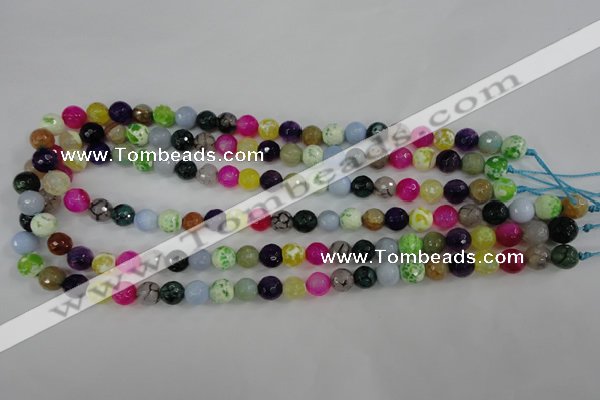 CAG4504 15.5 inches 8mm faceted round fire crackle agate beads