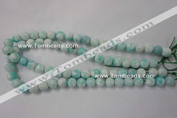 CAG4517 15.5 inches 10mm faceted round fire crackle agate beads