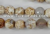 CAG4521 15.5 inches 10mm faceted round fire crackle agate beads