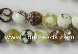 CAG4523 15.5 inches 10mm faceted round fire crackle agate beads