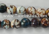 CAG4524 15.5 inches 10mm faceted round fire crackle agate beads