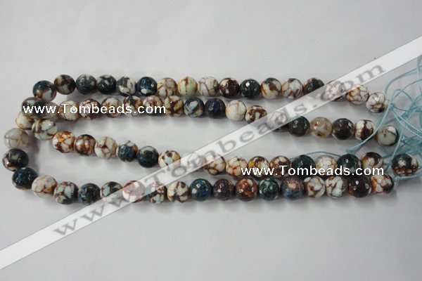 CAG4524 15.5 inches 10mm faceted round fire crackle agate beads