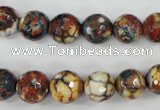 CAG4525 15.5 inches 10mm faceted round fire crackle agate beads