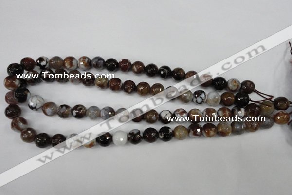 CAG4526 15.5 inches 10mm faceted round fire crackle agate beads